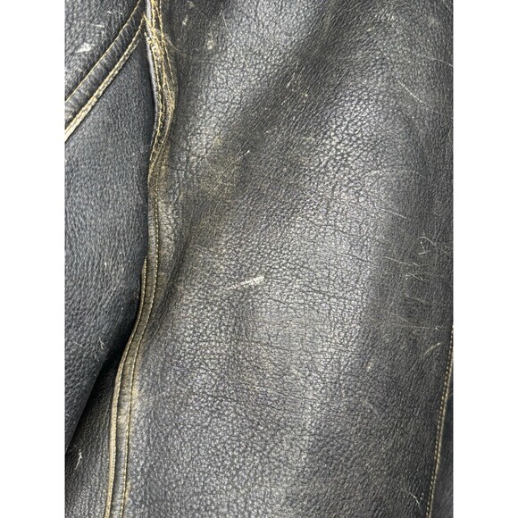 Vintage ANDREW MARC Distressed Genuine Leather Men’s Jacket Lined Sz S Moto Hood - Picture 13 of 16